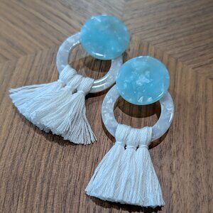 The Tiny Tassel Turquoise and White Tassel Earring